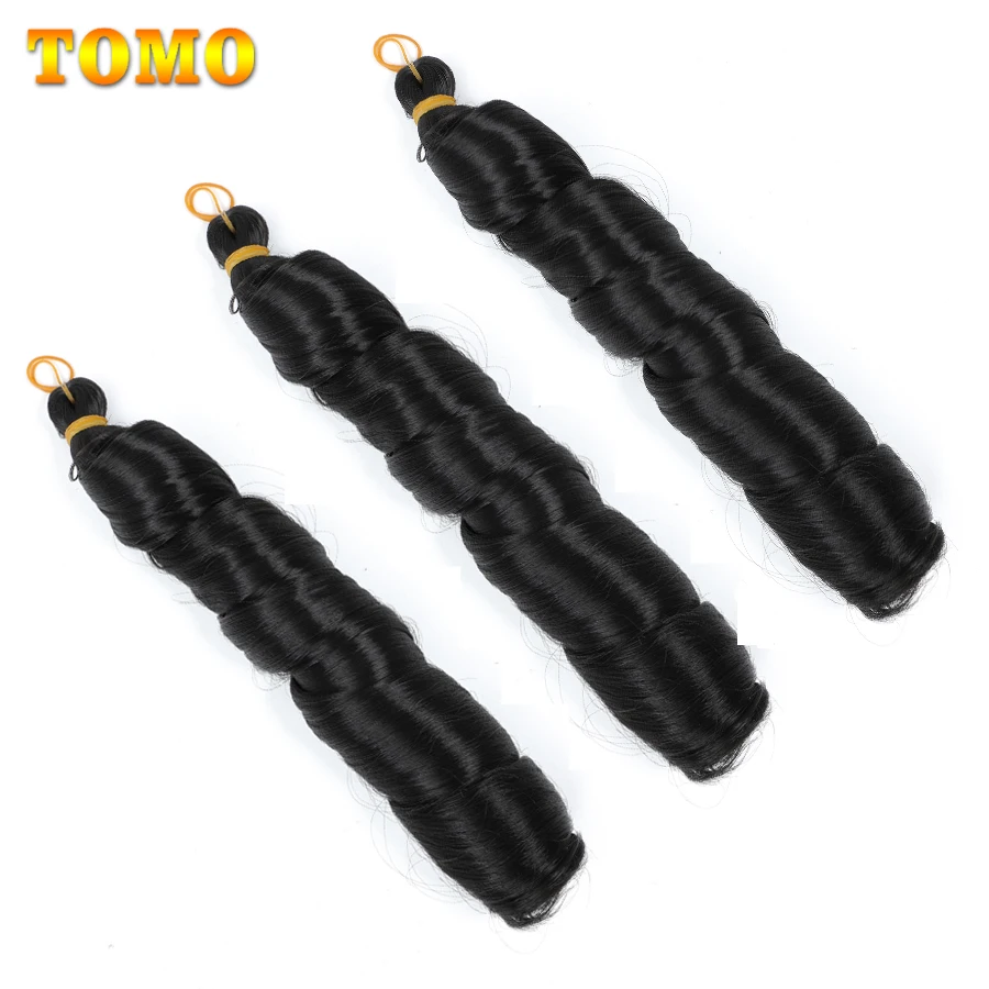 TOMO French Curl Braiding Hair 22 Inch Loose Wave Curly Crochet Hair Pre Stretche Synthetic Braiding Hair Extensions For Women