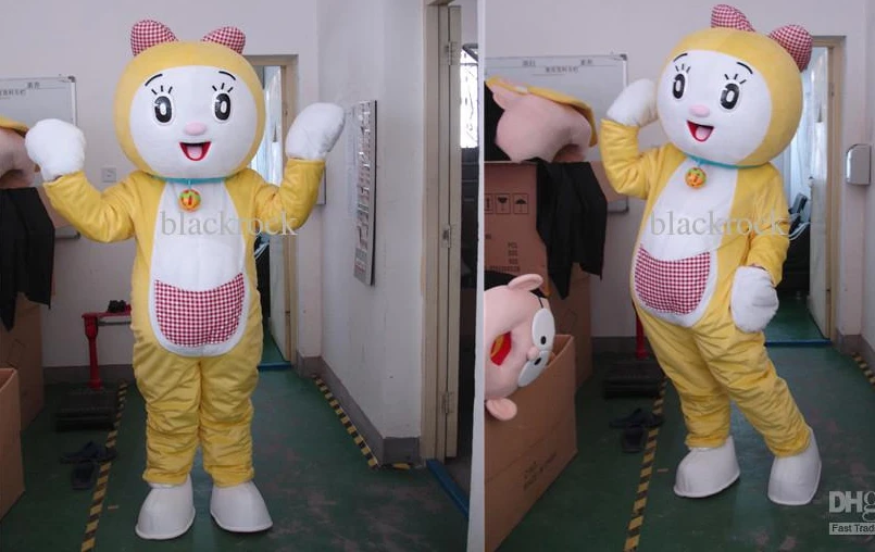 

Новый взрослый горячая распродажа из пенопласта, милый желтый кот, необычный костюм талисмана с героями мультфильмов, плюшевое рождественское нарядное платье, костюм талисмана на Хэллоуин