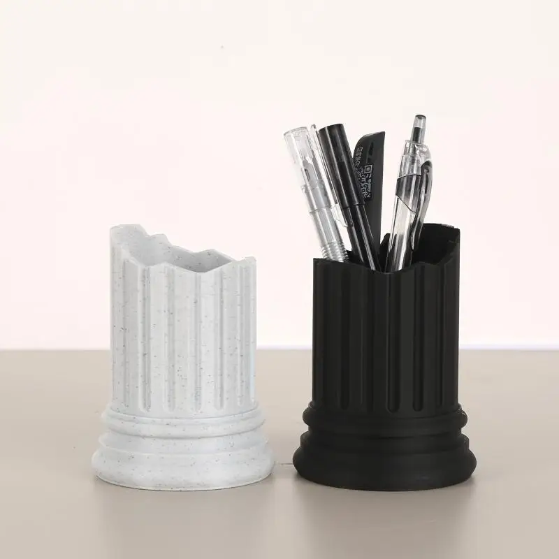 New Ancient Greek Roman Pillar Pen Holder Roman Column Stone Pillar Pencil Holder Irregular Storage Box Makeup Brush Container