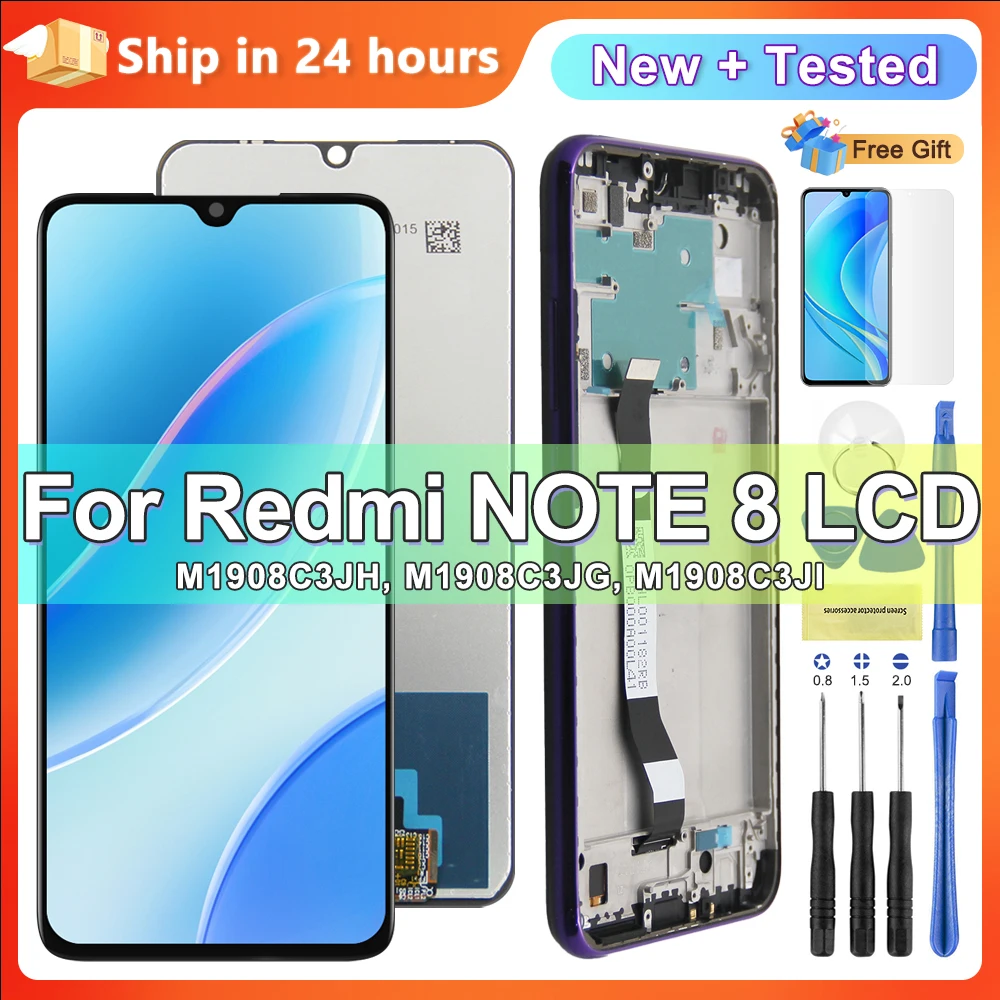

6.3'' Note 8 Display Screen With Frame for Xiaomi Redmi Note 8 M1908C3JH Lcd Display Touch Screen Digitizer Assembly Replacement