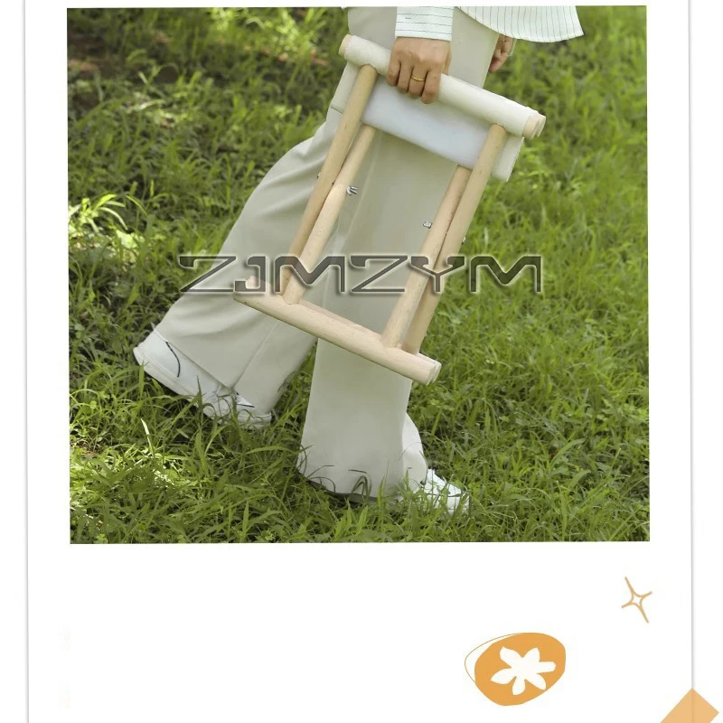 Solid Wood Maza Stool Soft Seat Bench Portable Outdoor Foldable Household Camping Picnic Party Stool Bench Fishing Chair