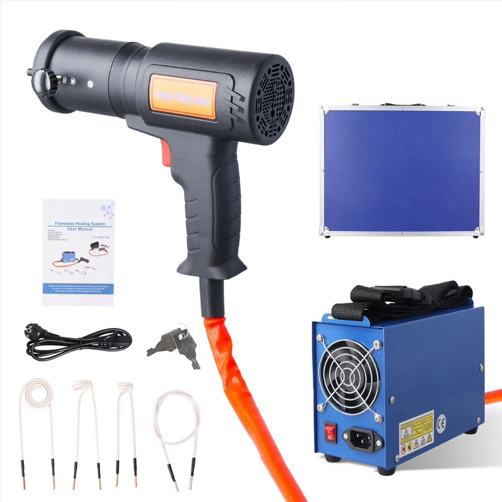 Podofo Przenośny Podgrzewacz Indukcyjny Magnetyczny 1500W, Wysokiej Mocy Narzędzie do Podgrzewania Indukcyjnego, Kompletny Zestaw do Usuwania Zardzewiałych Śrub i Nakrętek Samochodowych — 2
