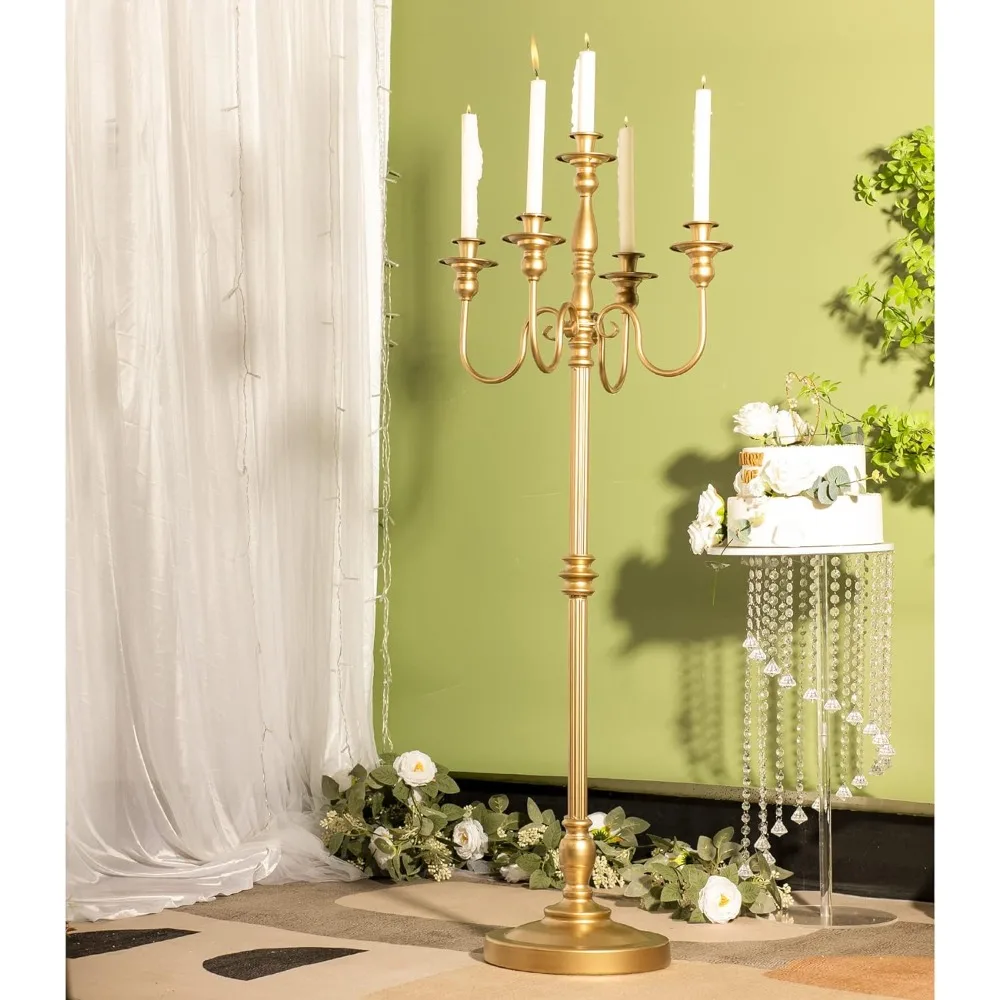 50'' Tall Candelabra Floor Candle Holders, 2 Pcs Metal 5 Arm Candelabra Candle Holder Centerpiece Decorations