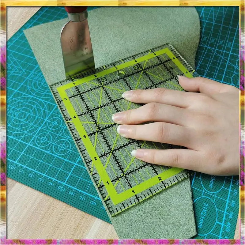 【سعر AB07 】4 قطع مسطرة قطع قماشية مساطر لحاف أكريليك علامة واضحة مع حلقات غير قابلة للانزلاق