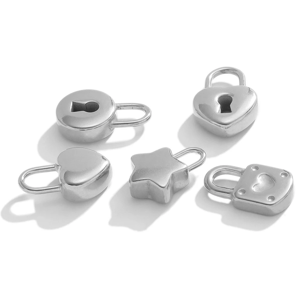 5pcs Stainless Steel Gold Color Key Lock Charms Couple Pendants for DIY Jewelry Lovers Necklaces Hiphop Bracelets Making Crafts