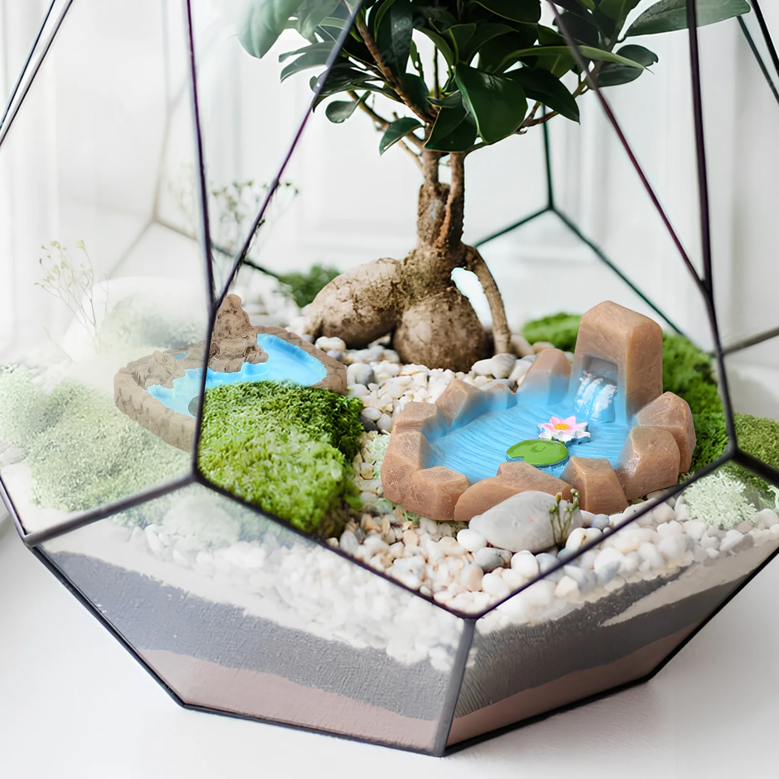 

8Pcs Micro Landscape Moss Succulent Creative Pond Accessory Artificial Lotus Resin Mini Outdoor Garden Decor for Aquarium Scene