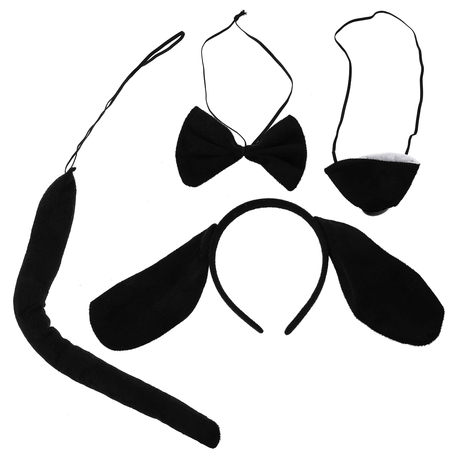 

1 set Dog Ear Headband Set Fake Nose Bowtie Tail for Kids Halloween Party Cosplay Costume Puppy Ears Hair Accessories
