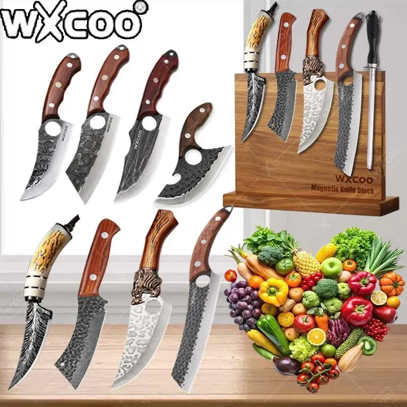 

Ручной кованый мясник из нержавеющей стали, овощечистка для фруктов, кухонные ножи для барбекю, нож для мяса, нож для обвалки для приготовления пищи, домашний