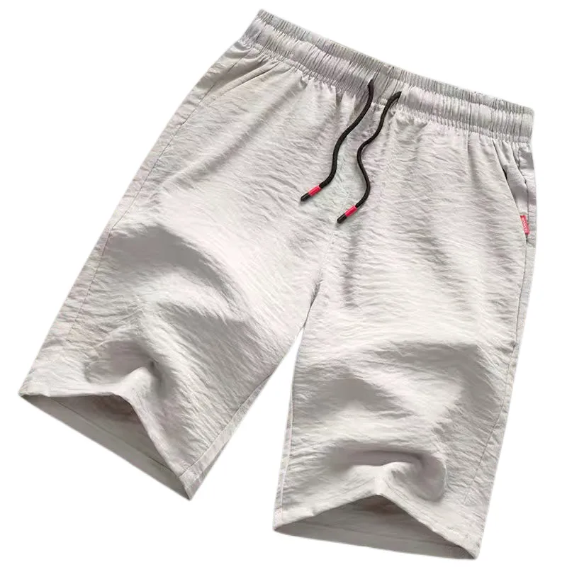 Casual gelo seda orts masculino verão respirável solto ajuste fino beachwear spor equitação calças juventude cintura elástica