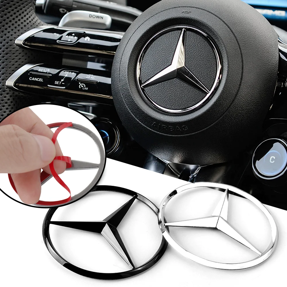 1pc Car ABS Plastic Steering Wheel Logo Circle Trim Sticker for Mercedes Benz AMG W204 W213 W205 W211 W176 W177 W203 Accessories