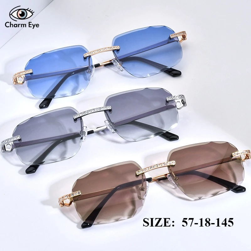 

Новые высококачественные женские солнцезащитные очки с бриллиантами, квадратные безрамочные мужские солнцезащитные очки с большим лицом, уличные солнцезащитные очки для путешествий, уличной фотографии UV400