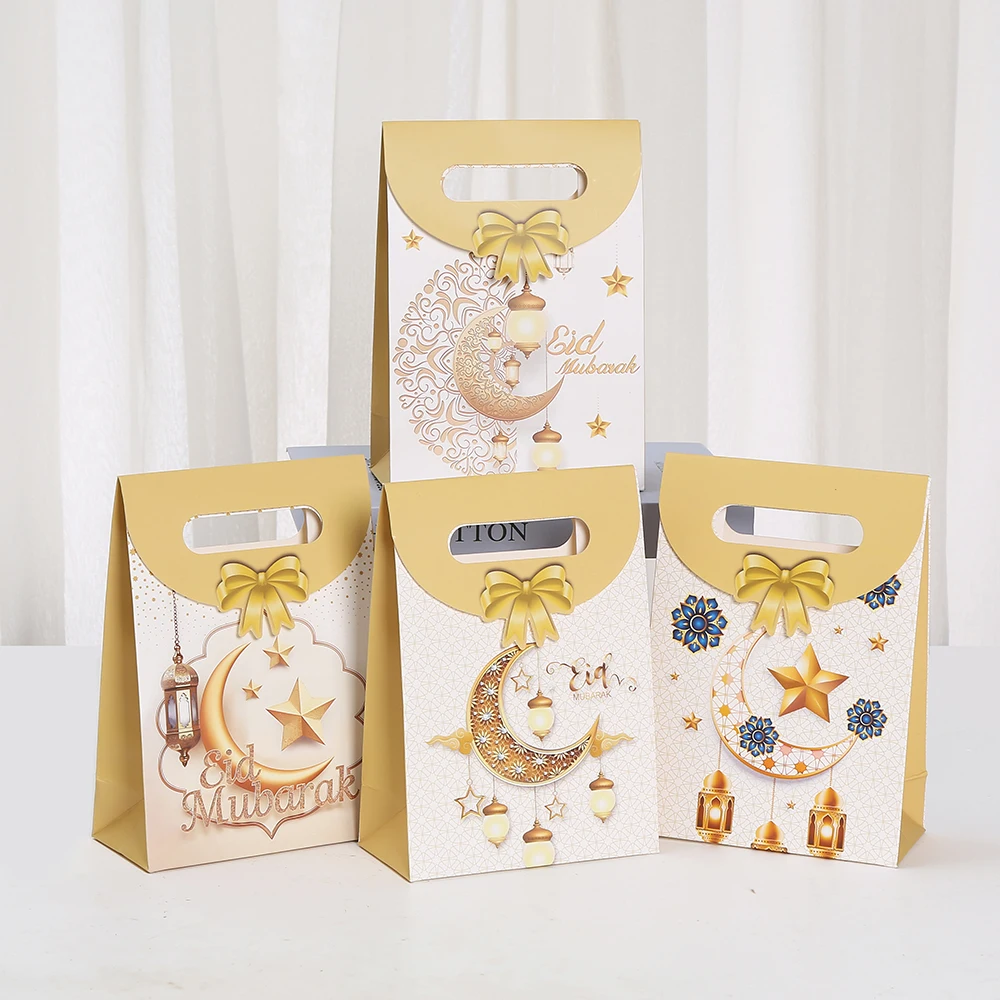 

20 шт., бумажные подарочные пакеты-тоут Ид Мубарак Рамадан, подарочные пакеты с луной и звездой для вечеринок, упаковка пекарей и конфет