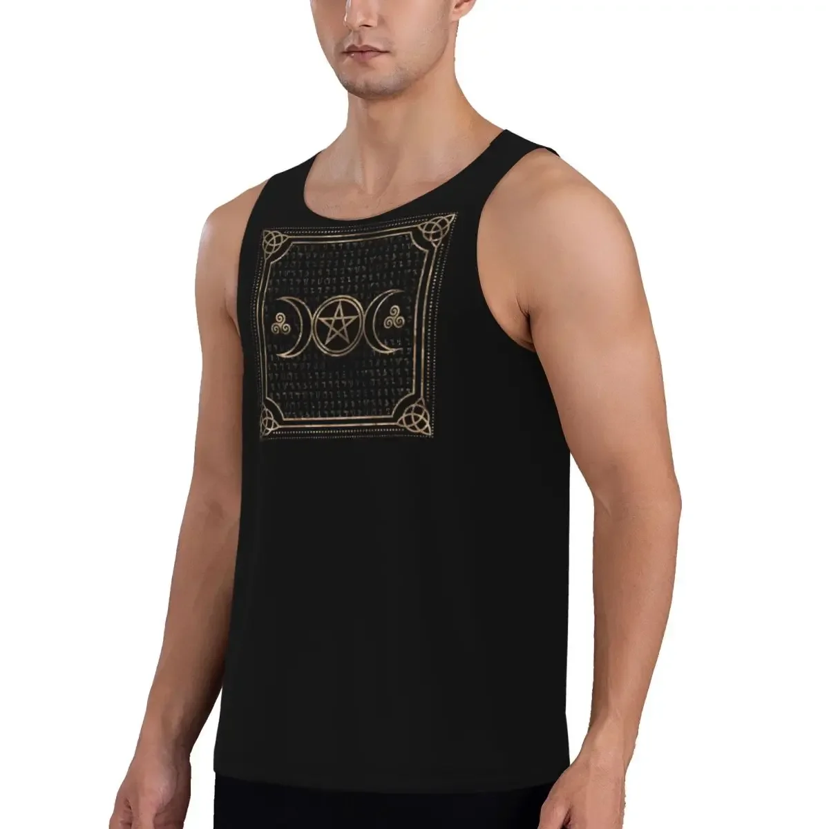 Quick Dry Triple Moon With Triskelion Pentagram Pagan Wiccan Gym Tank Muscle Sleeveless Shirt Bodybuilding Breathable Vest