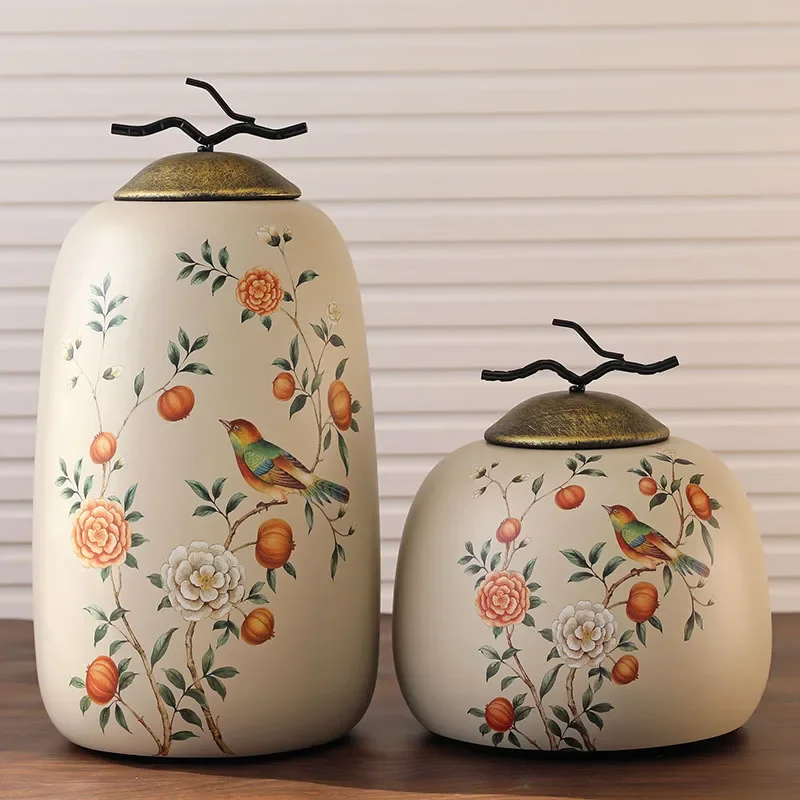 Ceramic Storage Jar Creative Living Room Ornament Handcrafted Soft Decoration for TV Cabinet or Porch Ornamental Storage Jar