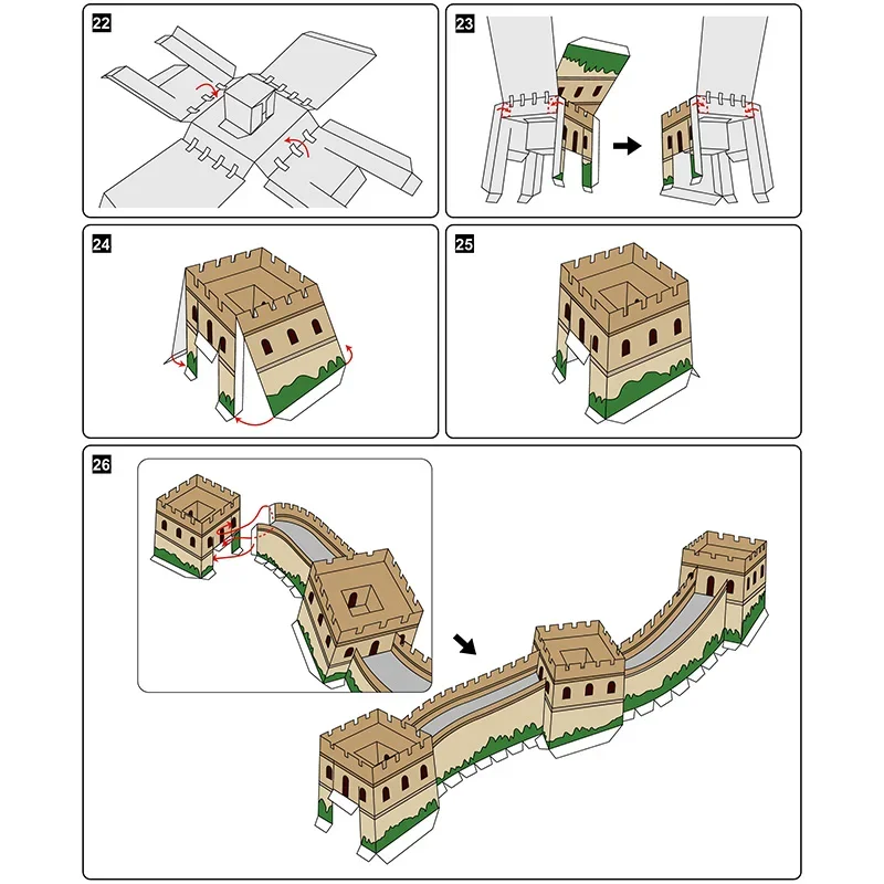 Grande Muraglia della Cina Mini Modello di carta 3D Casa Papercraft Arte fai da te Origami Costruzione Adolescenti Giocattoli artigianali fatti a mano per adulti QD-197