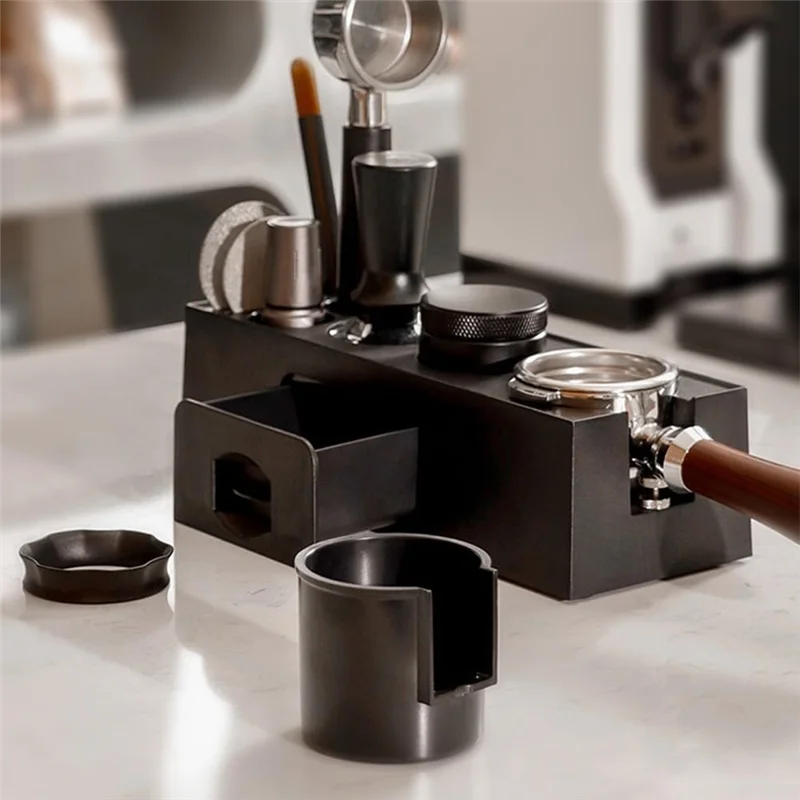 【Flash-Deal!】Coffee Tamper Station,Espresso Stuffing Station For 51-58Mm Coffee Tamper Table With Knock Box For Kitchen,Restaura