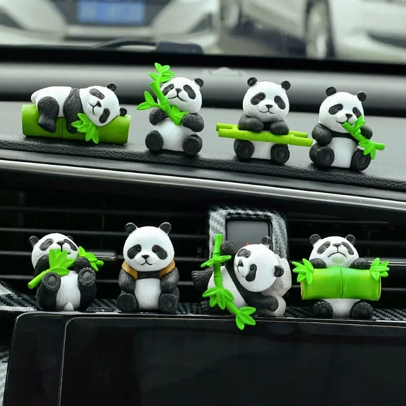 New Interesting Car Ornament Cute Little Panda Figurine Auto Centre Console Dashboard Decoration Micro Landscape DIY Accessories