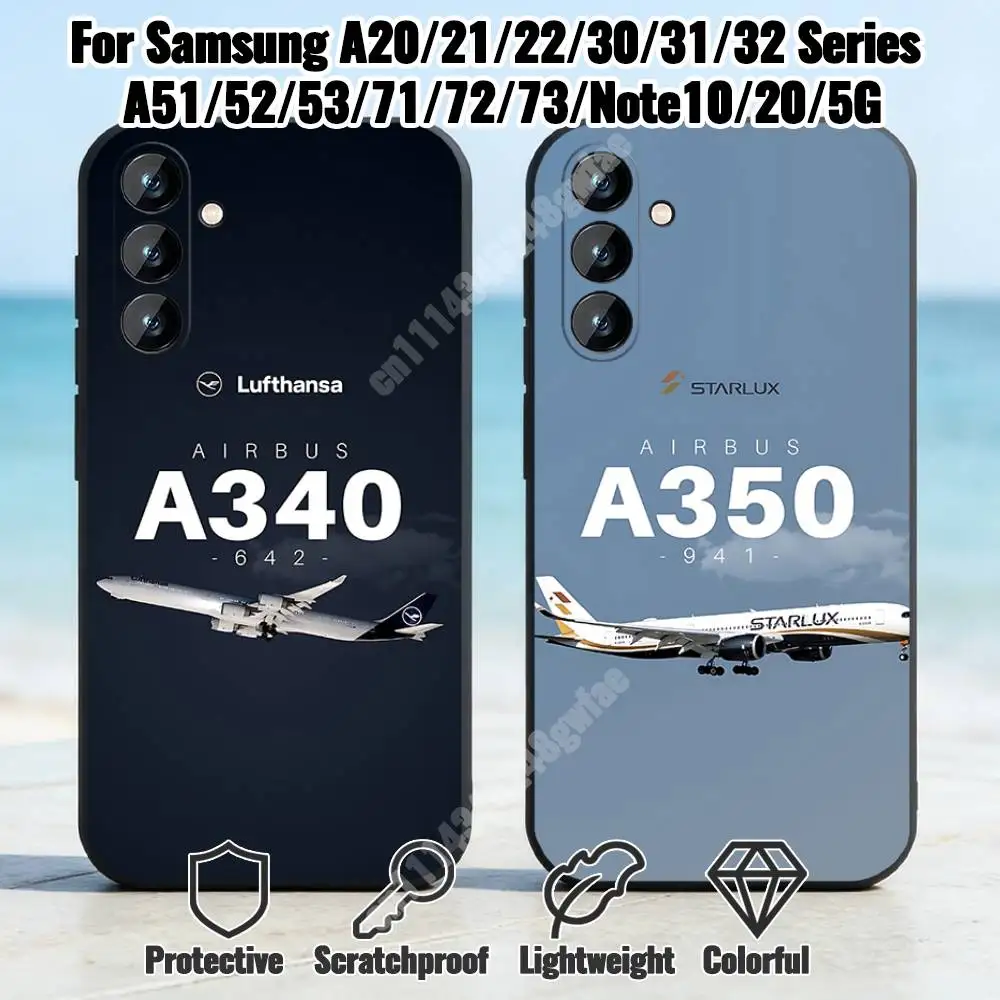 A-Airbus A340 A350 A380 Airplane Phone Case for Samsung Galaxy A12 13 A20 21 22 A30 31 32 A51 52 A71 72 Shockproof Bumper