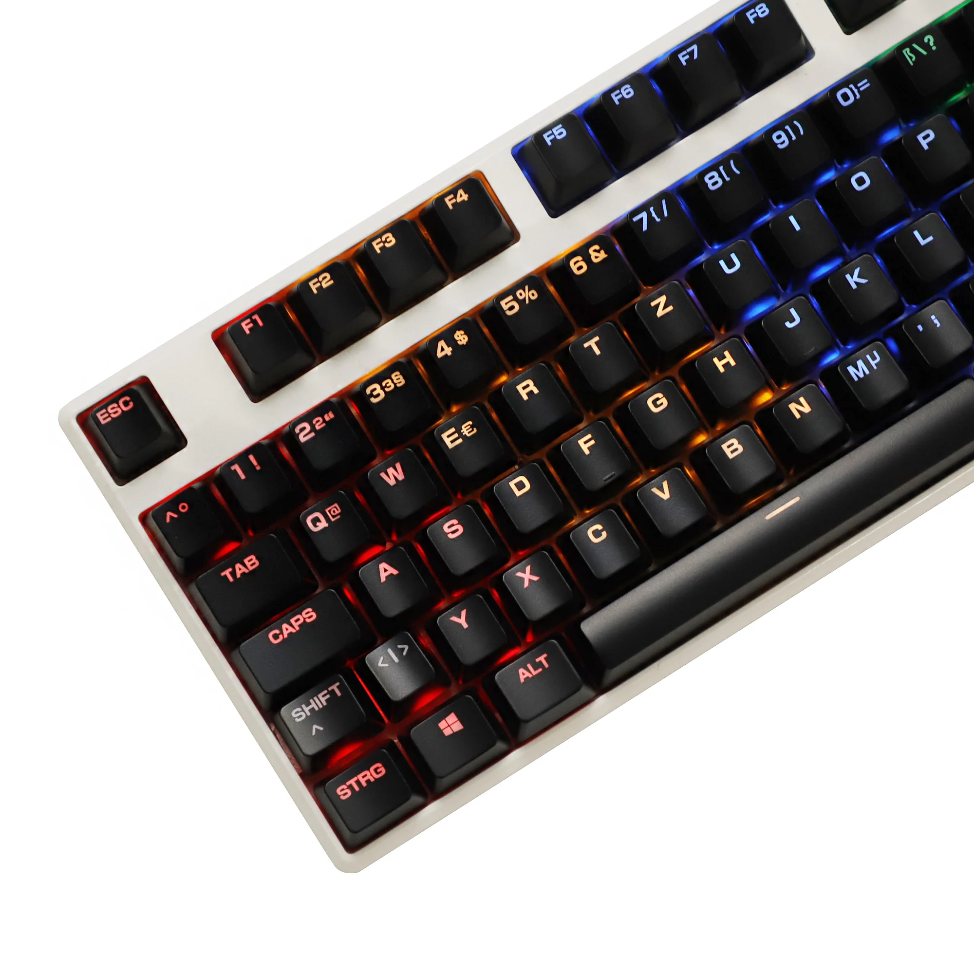 YMDK Swedish Backlit 105 Keys Black White ABS OEM Profile Spray-painted DIY Laser Engraving Keycaps for MX Mechanical Keyboards