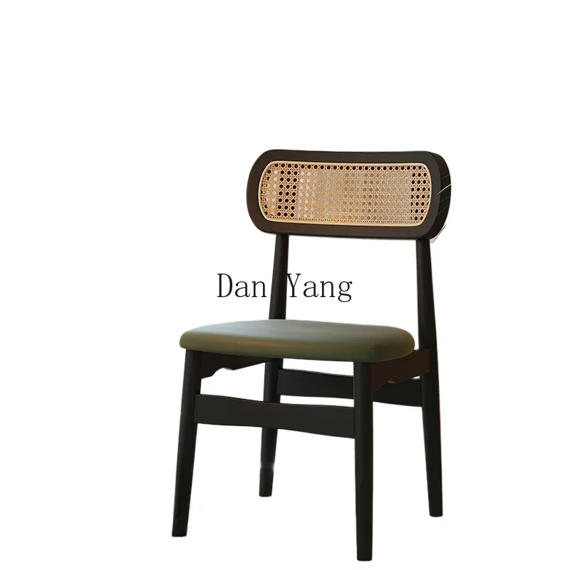 

LAB back retro rattan dining chair medieval casual home chair premium green stool