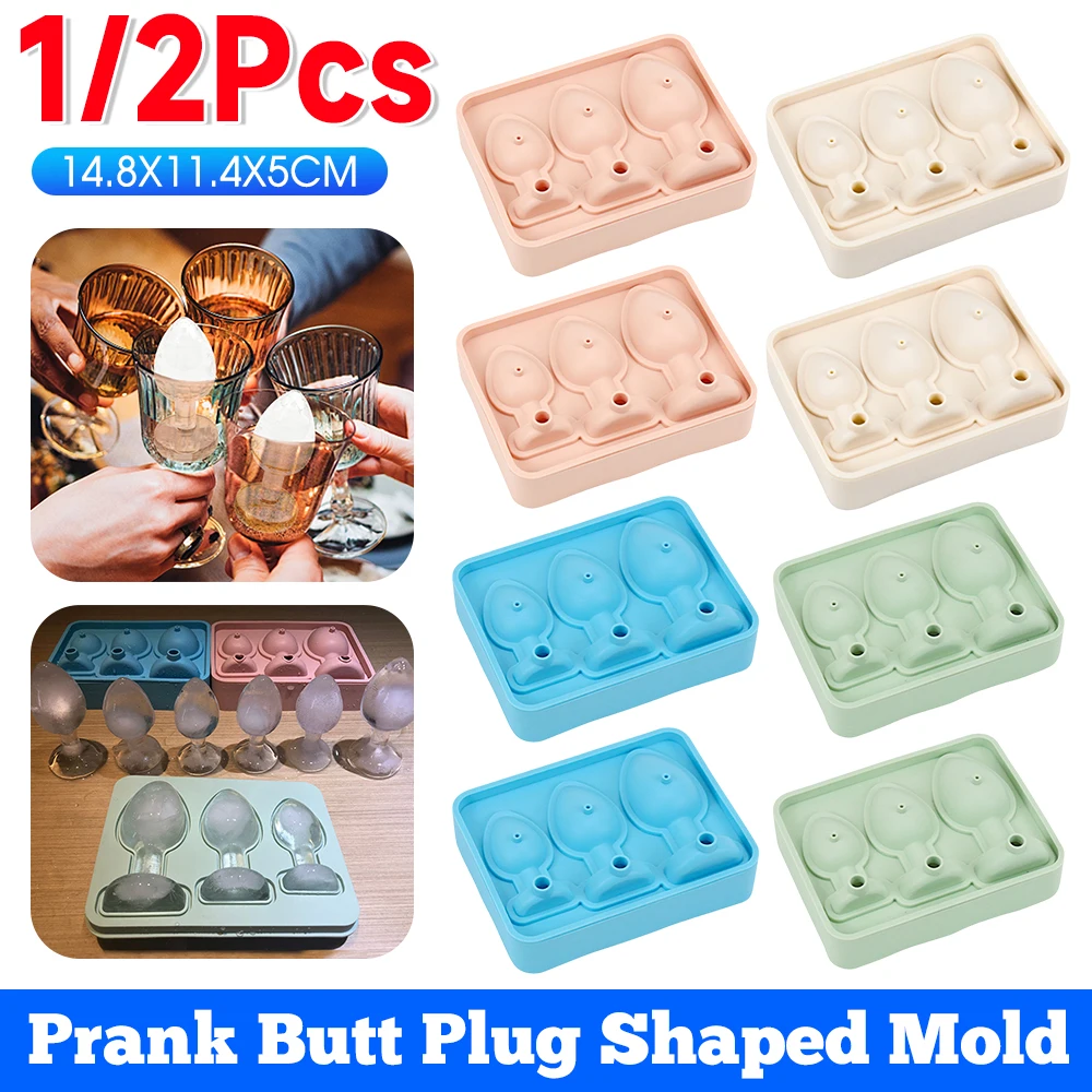 

1/2PCS Silicone Prank Butt Plug Shaped Mold Ice Cube Mold Tray Whiskey Cocktails Ice Maker Novelty Ice Maker Kitchen Accessories