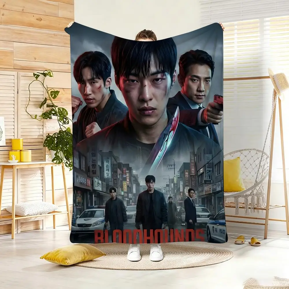K-Drama Aesthetic B-Bloodhou Throw Lightweight 240g Flannel Blanket Soft Skin-friendly for Summer Cooling