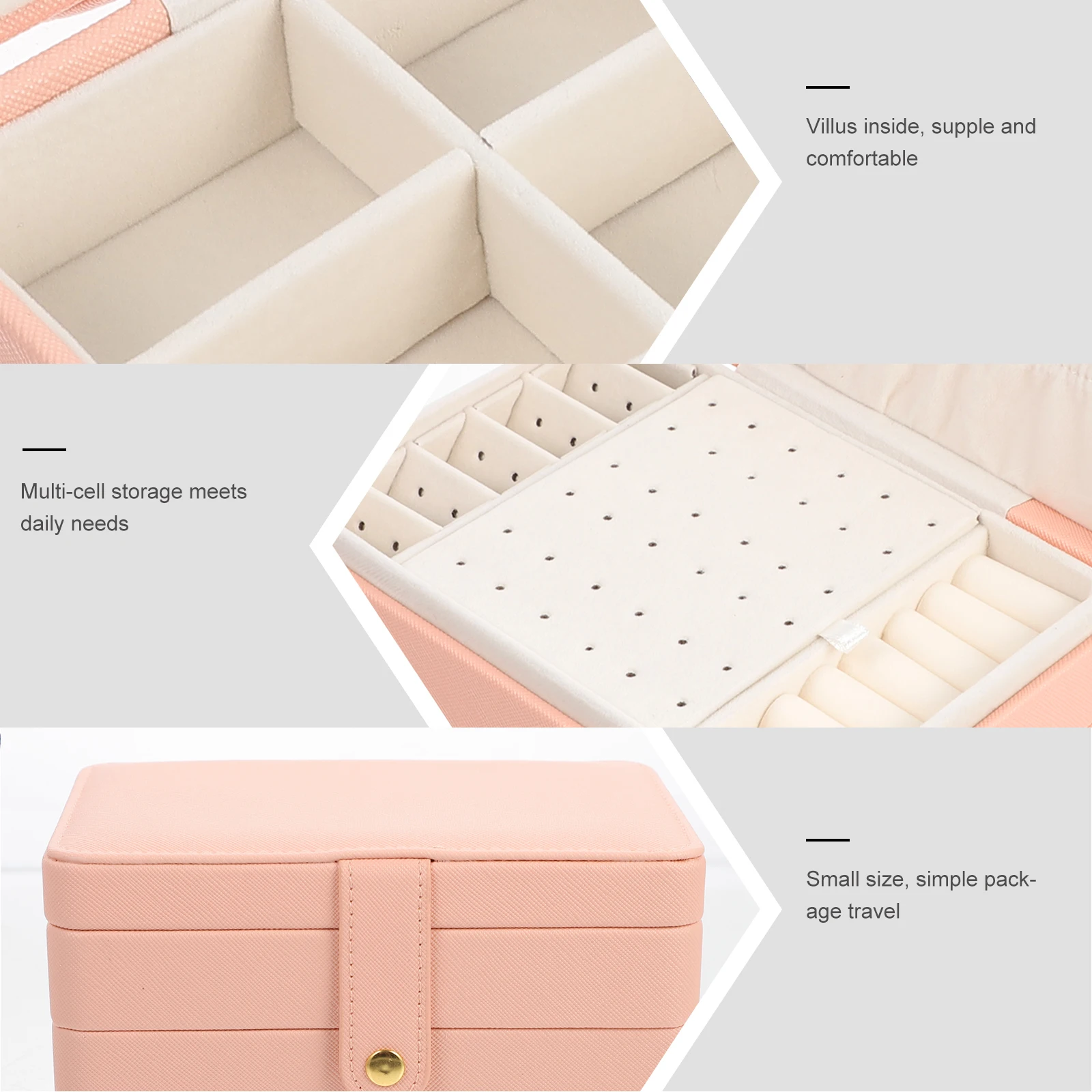 

Pu Jewelry Storage Case Multilayer Portable Box For Necklaces Rings Earrings Travel Organizer Zipper Desktop Compartment