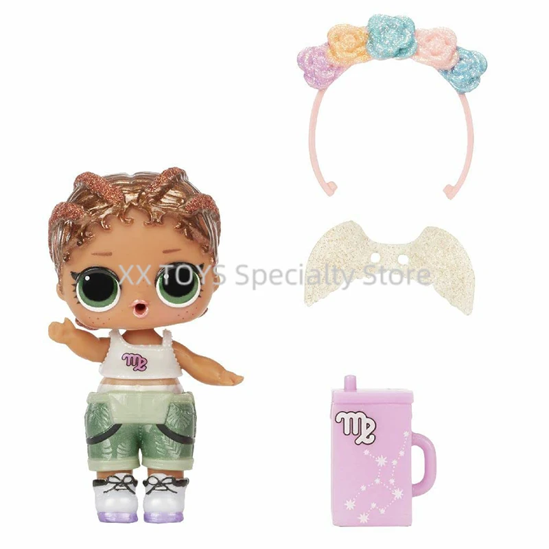 LOL. Überraschung! Present Surprise Series 2 Glitzer-Schimmer-Sternzeichen mit 8 Überraschungen, 7,6 cm große Sammlerpuppe, Spielset-Geschenke