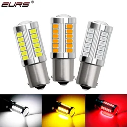 1 adet PY21W P21/5W 1156 Car 1157 Car 7440 T20 araba LED ampuller için dönüş sinyal ışığı 12V 33SMD beyaz fren ters park lambası