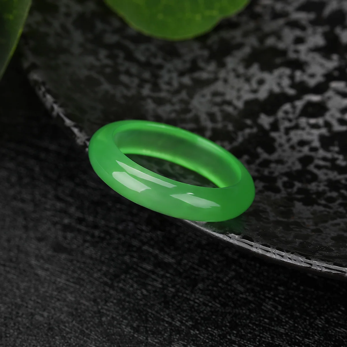 6mm Natural Green Jade Gemstone Ring Plain Fengshui Lucky Wedding Band Thumb Ring Hypoallergenic Jewelry Gift for Her Size 5-12 view 6