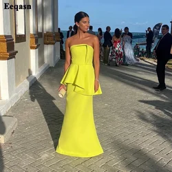 Yellow Mermaid Evening Dresses Long Strapless Floor Length Customized Women Formal Party Prom Gowns Special Occasion Dress