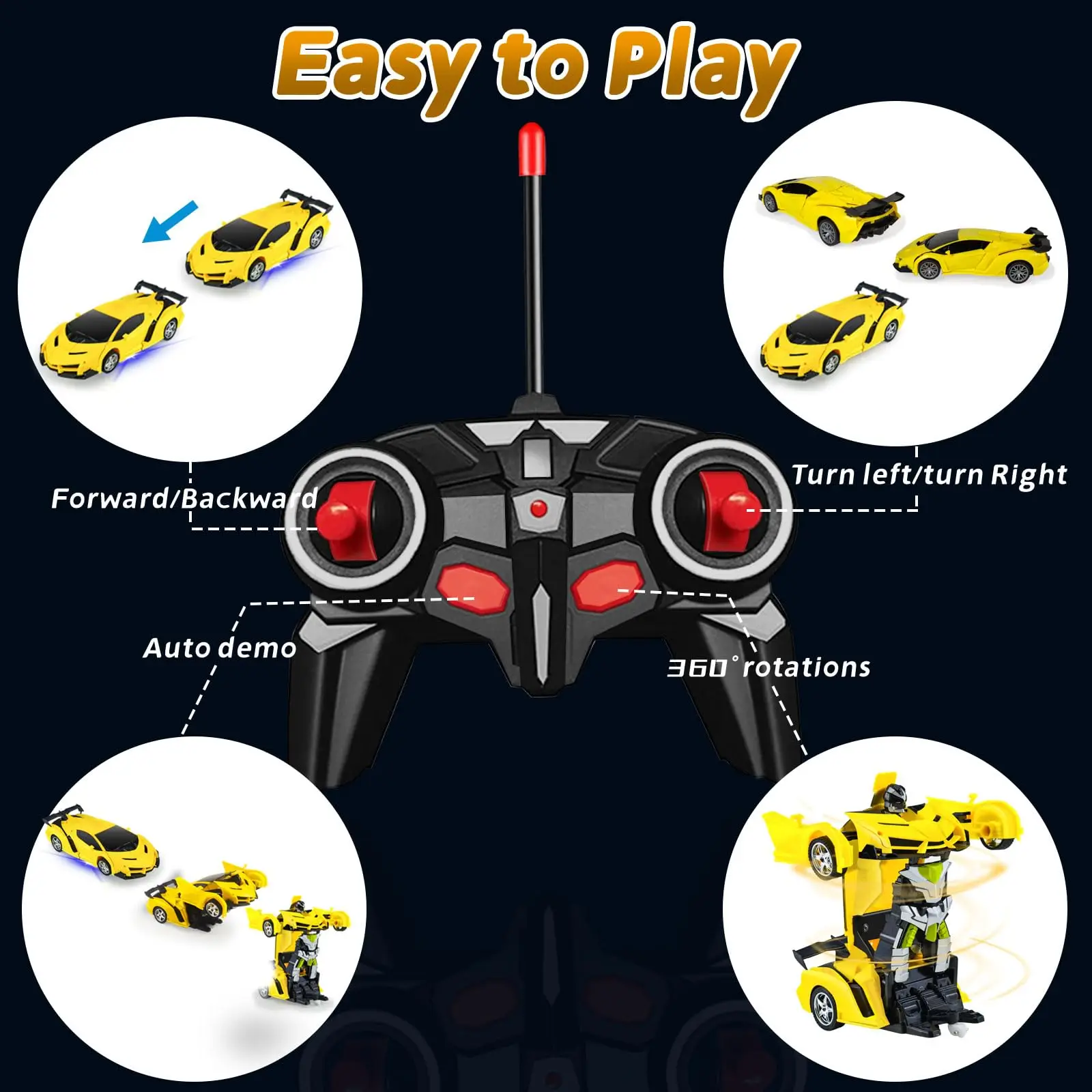 2-in-1 RC Transforming Robot Car Toy – Mini Remote Control Deformation Vehicle with Lights & Sound, Gift for Boys Kids 4-10