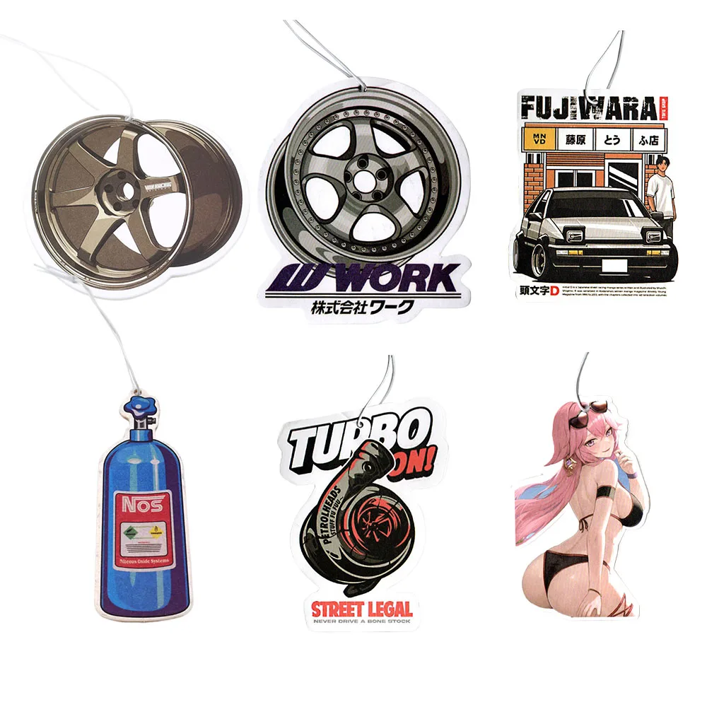 New JDM Car Air Freshener Perfume Anime Sexy Girl Tire Girl Decoration Rearview Mirror Pendant Hanging Solid Paper Husband Gift