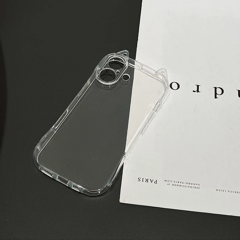 Niedliche Katze 3D-Ohren Transparente Handyhülle für iPhone 17 18 Pro Max Air 16 15 13 11 12 14 Plus Weiche Klare TPU-Rückabdeckung – Detail 13
