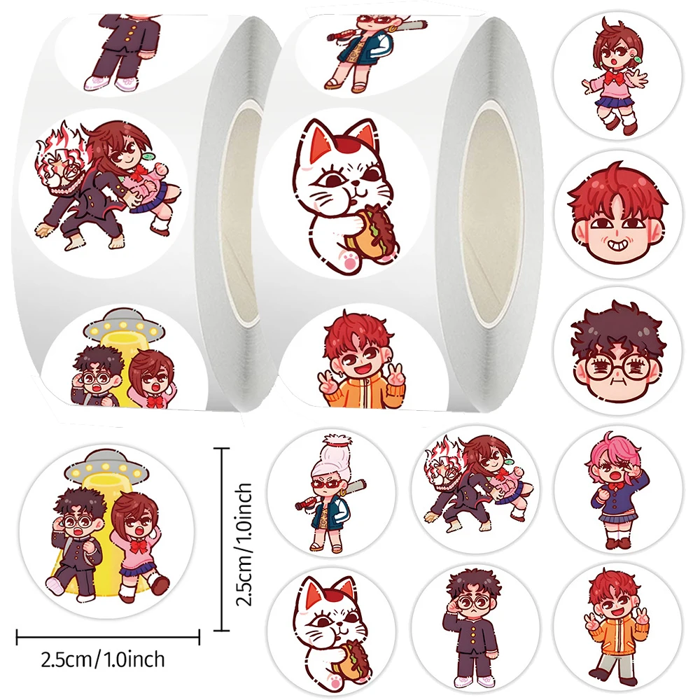 

500pcs Ayase Momo DANDADAN Anime Stickers Roll Cute Cartoon Sealng Decals for Kids Gift DIY Guitar Phone Bike Reward Sticker Toy