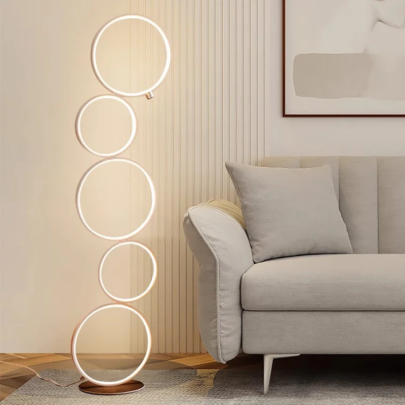 Imagem -03 - Moderno e Minimalista Sala de Estar Luzes Piso Anel Circular Luzes Regulável Proteção para os Olhos Decoração Quarto Luzes Led