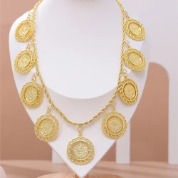 Classic Vintage Style Arabian Pattern Necklace Coin Styling Master Carved Hollowed Necklace Women's Jewelry