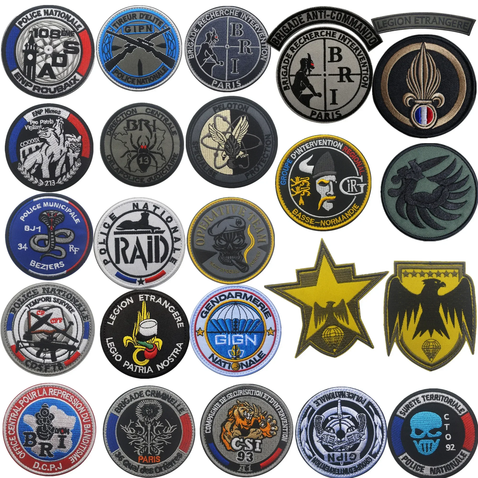 GIGN GIPN BRI Patch militare francese Bandiera ricamata Zaino Distintivo Bracciale tattico Adesivo per abbigliamento