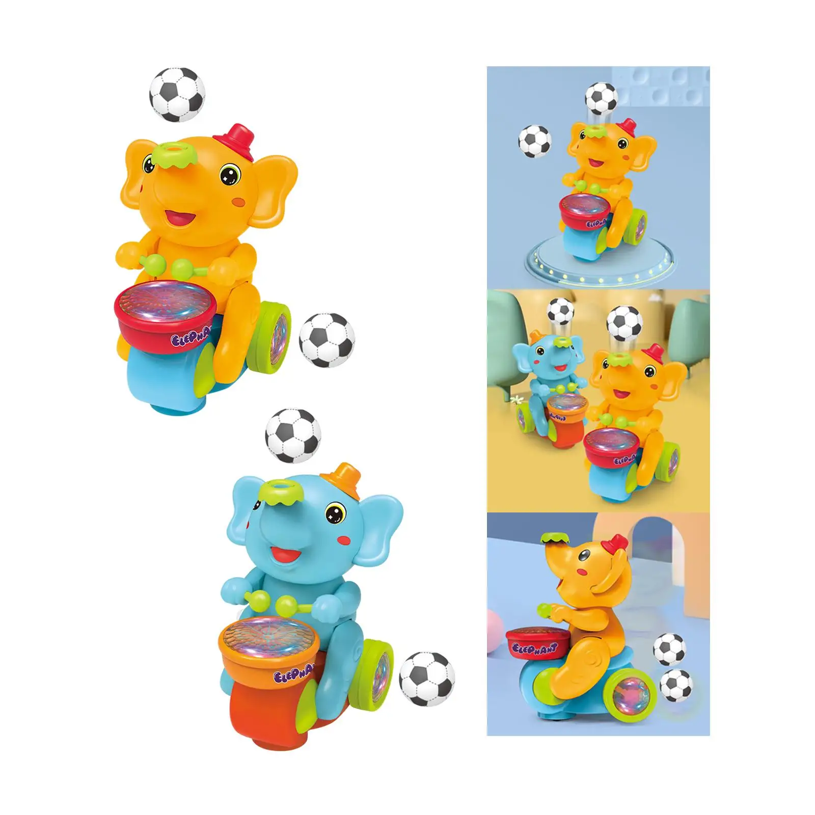 Cart Elephant Musician Toy Baby Drum Set Educational Toys Walking Drum Playing