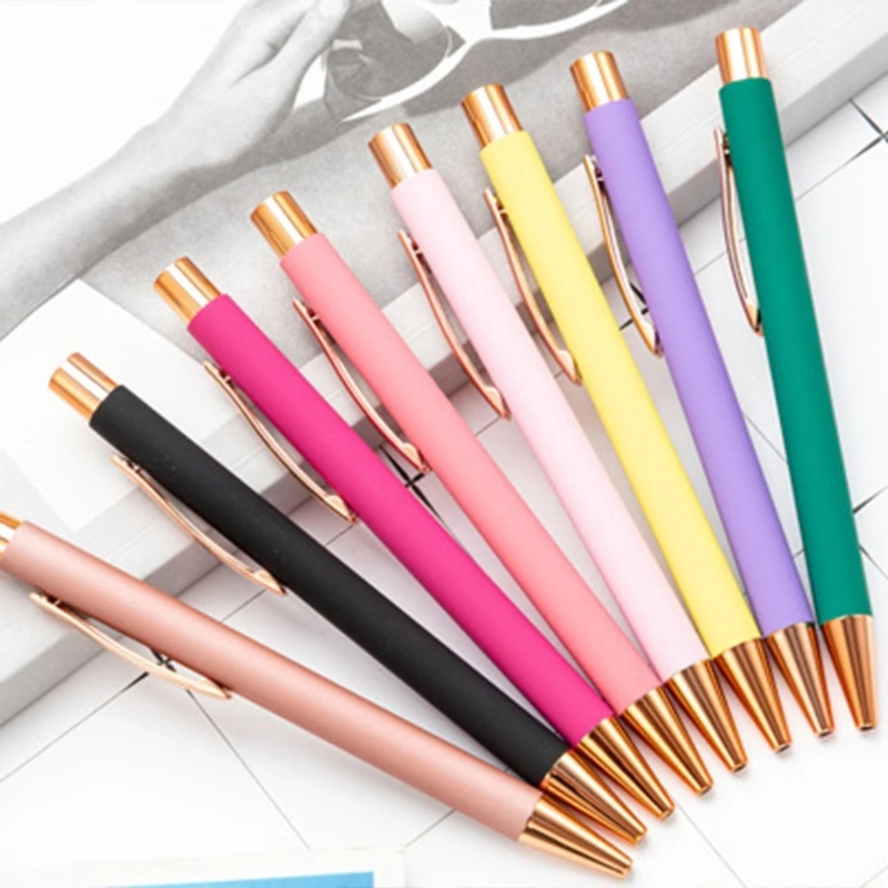 Выдвижная шариковая ручка, 6 шт./комплект, металлическая ручка для подписи, ручка для записей, 1,0 мм, технические принадлежности для студентов