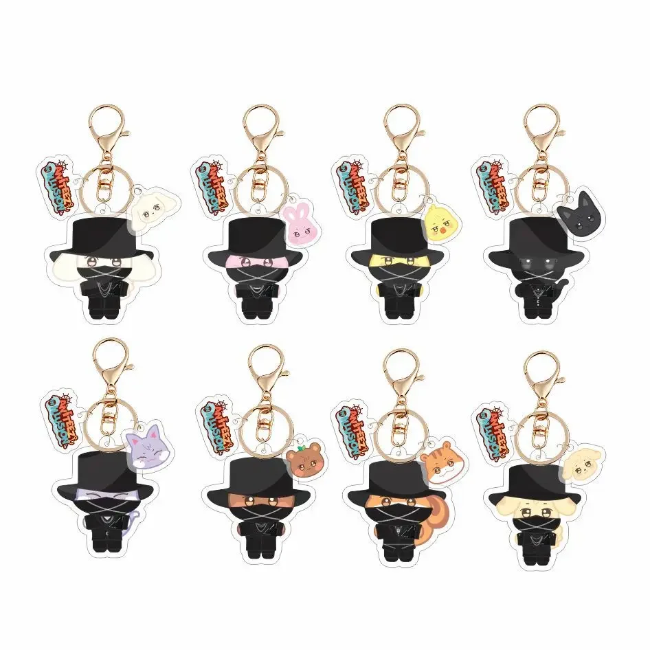 KPOP ANITEEZ Merch ATINY Cartoon Kawaii Fashion Acrylic Key Ring Holder Gifts Car Bag Charm Accessories Keychain