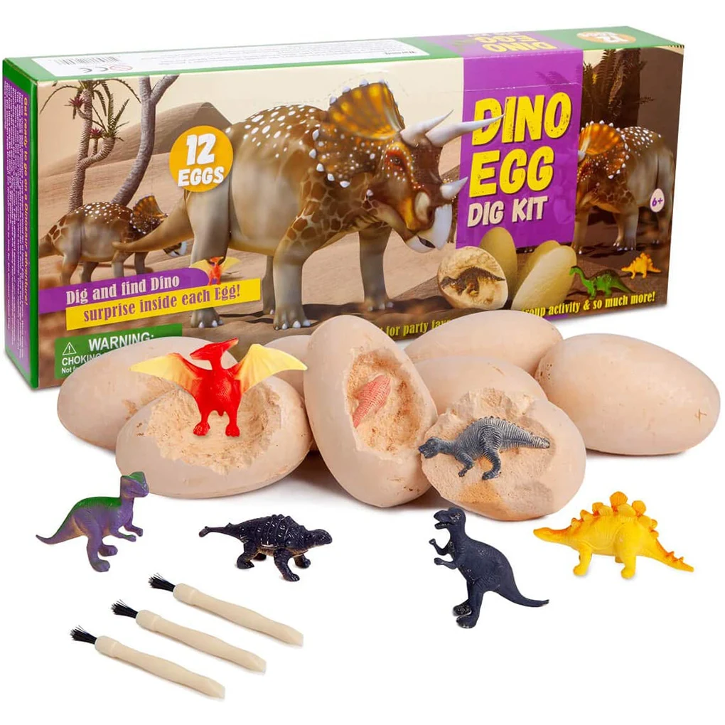 12pcs/set Egg Dig Kit Easter Children Egg Digging Toy Educational Art Animal Fossil Kids Toy