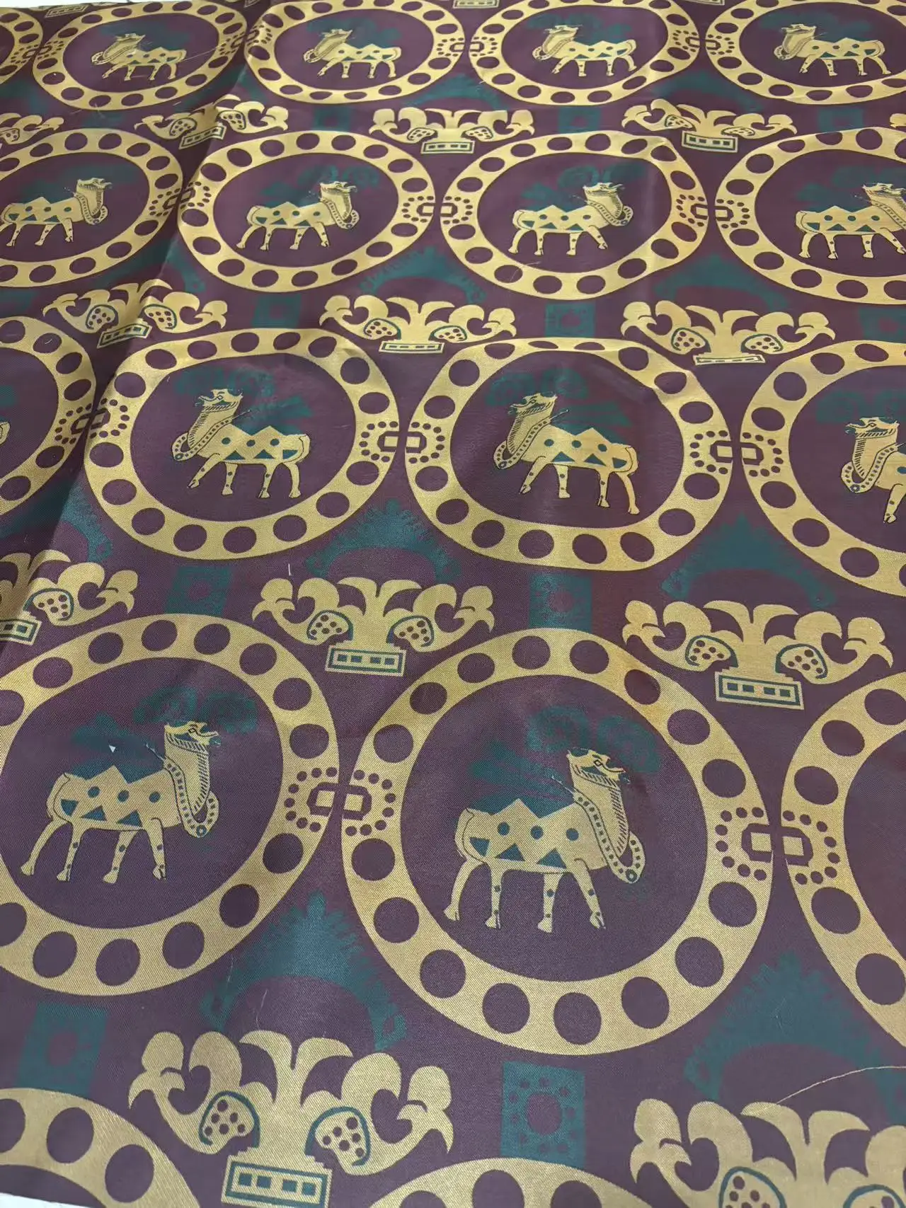 

7th-8th century Tang Dynasty Silk Road restored fabric group nested to deer opaque 100% silk brocade