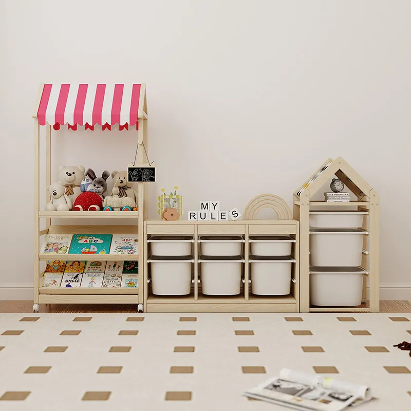 Solid wood children's locker Montessori toy storage cabinet small shop household children's room picture book bookshelf