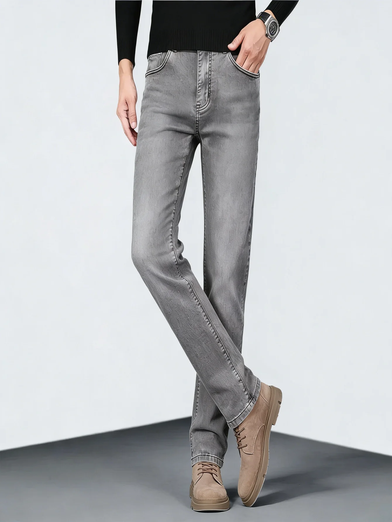 Retro Jeans Gender Neutral Gray Slim Pants Hip Hop Style Original Drip No accessories or belts included