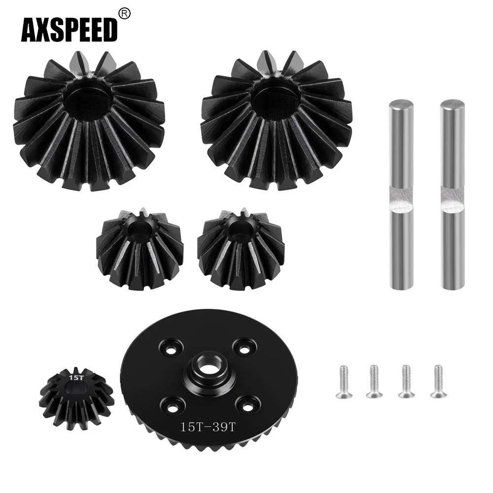 AXSPEED 39 + 15T เหล็กเกียร์ Differential เกียร์หลักชุดเกียร์สําหรับ 1/10 RC รถ TamiyaTT02 อะไหล่อัพเกรด