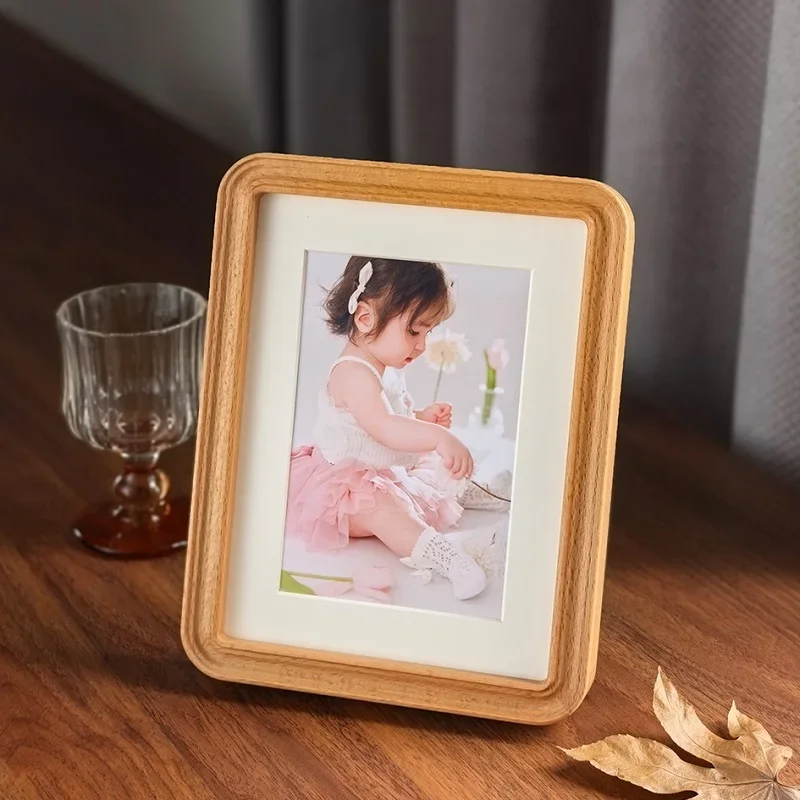 Vintage Solid Wood Photo Frame Rounded Corner Tabletop Display Picture Frame  5/6/7/8/10 Inch Home Decor Photo Holder
