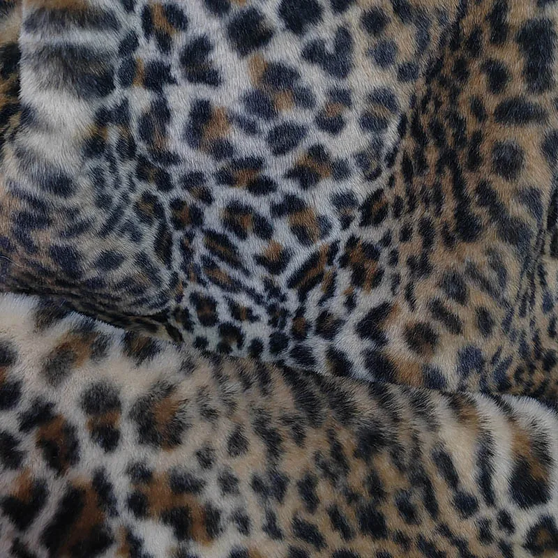 Mixed Faux Fox Fur Fabric, 1.2cm Hair Leopard, Tiger Pattern, Plush, Sewing, DIY Home Decoration, Carpet, New, Brown-Grey-White