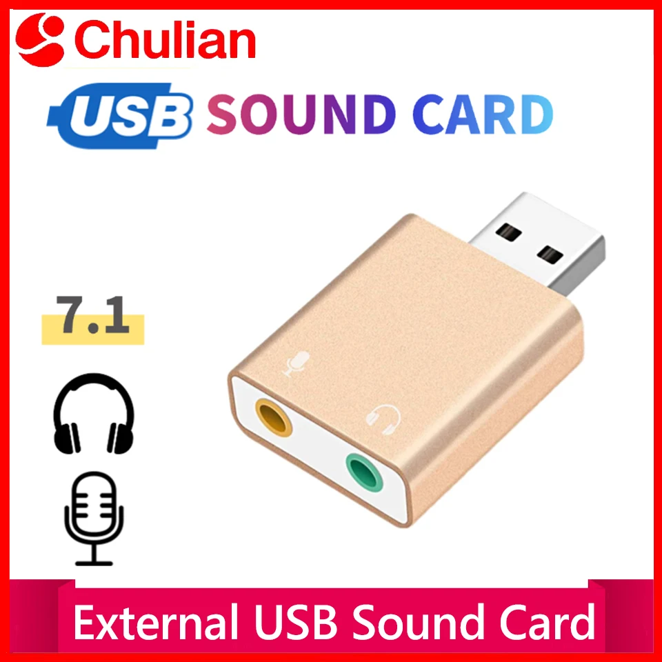 

USB-звуковая карта, виртуальный адаптер 7.1, микрофон, наушники, внешний аудио-конвертер USB в 3,5 мм, разветвитель для наушников