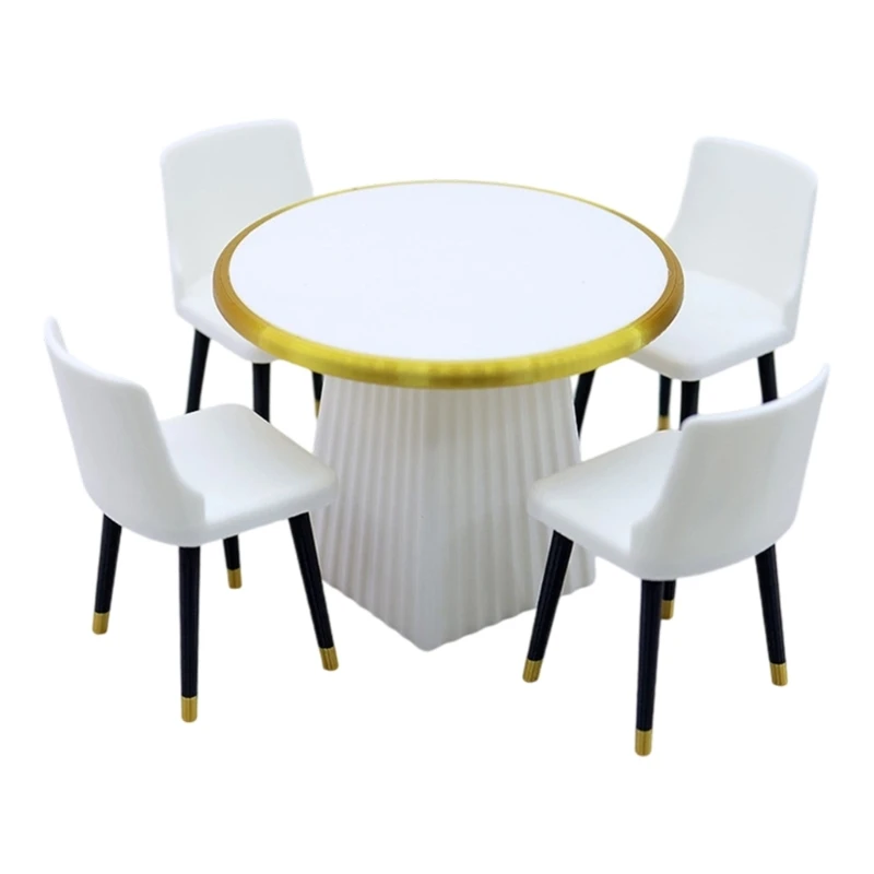 

5PCS 1/12 Scale Plastic Dollhouses Furniture Foldable Table and Chairs Miniature 15UB